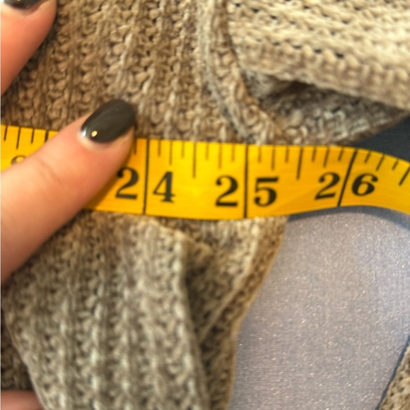 First Love Tan Crew Neck Sweater Chunky Knit Relaxed Fit - Picture 5 of 6